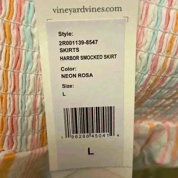 Vineyard Vines Harbor Smocked Skirt Neon Rosa~Large NWT - Picture 6 of 7